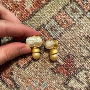Betsy Pittard Pearl and Gold Stud Earrings
